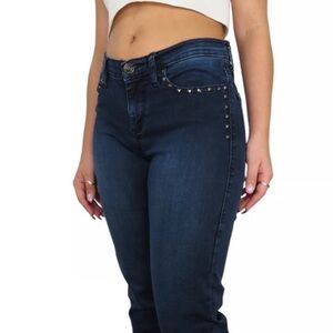 Rock & Republic Berlin Dark Blue Studded Dark Wash Skinny Jeans Size 4/6